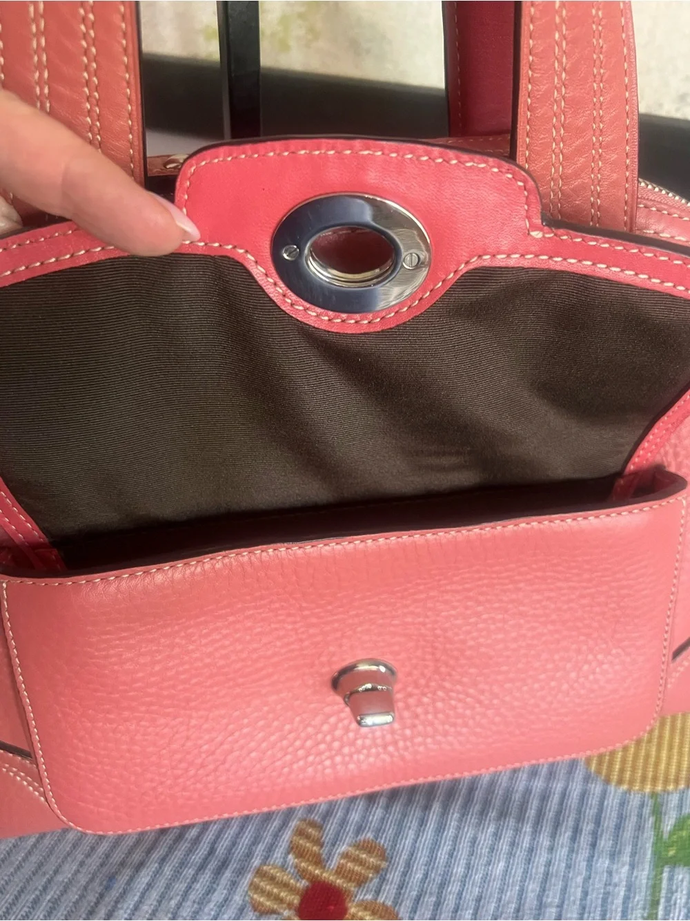 Coach Pink Hampton Satchel Bag with Turnlock